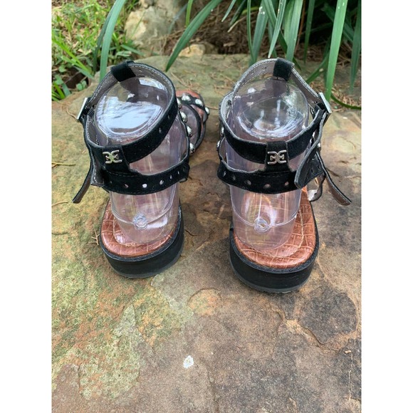 Sam Edleman Strappy Roman Sandals Black with Silver Balls Size 8 - Picture 4 of 11